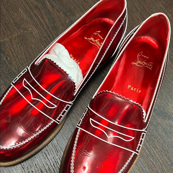 Christian Louboutin Red Loafers with Glossy Finish - Picture 5 of 5